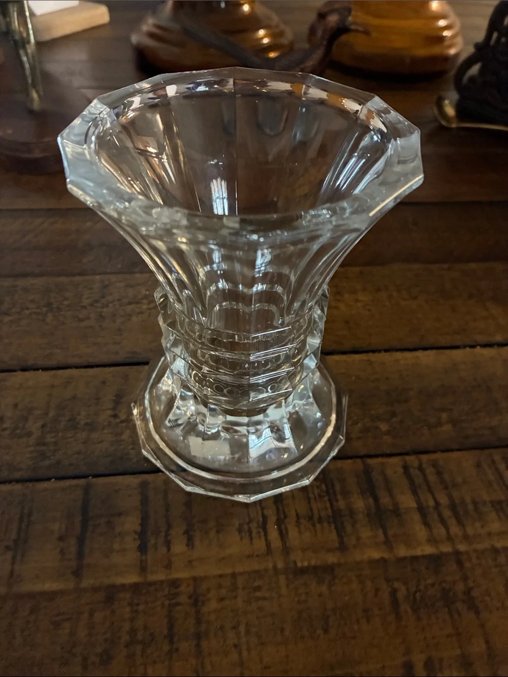 Clear Fluted Glass Vase - Classic Faceted Accent